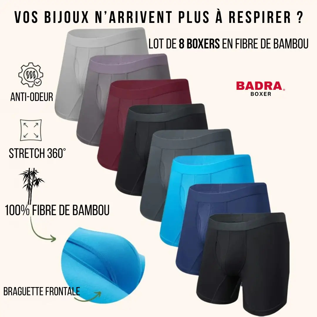 Boxer Fibre de Bambou Double Poche 3D | Lots de 8pcs